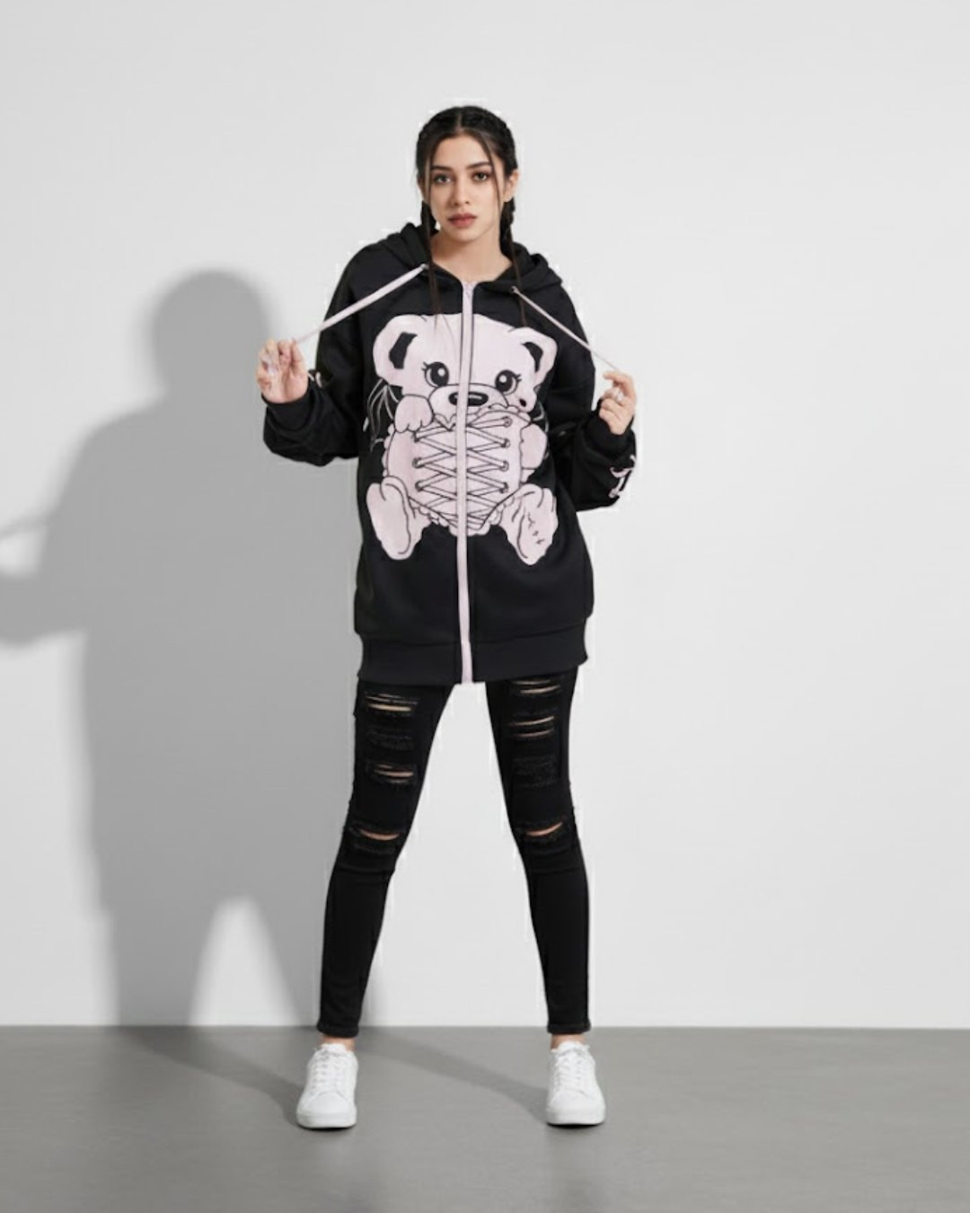 Scary Bear Zipper Hoodie – Winter Streetwear Edition