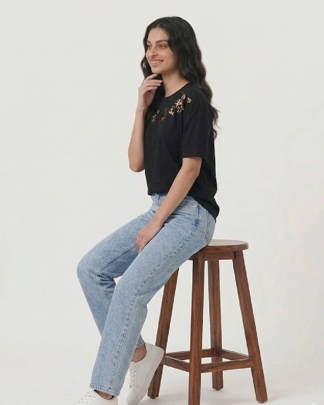 Midnight Bloom – Embroidery T-Shirt